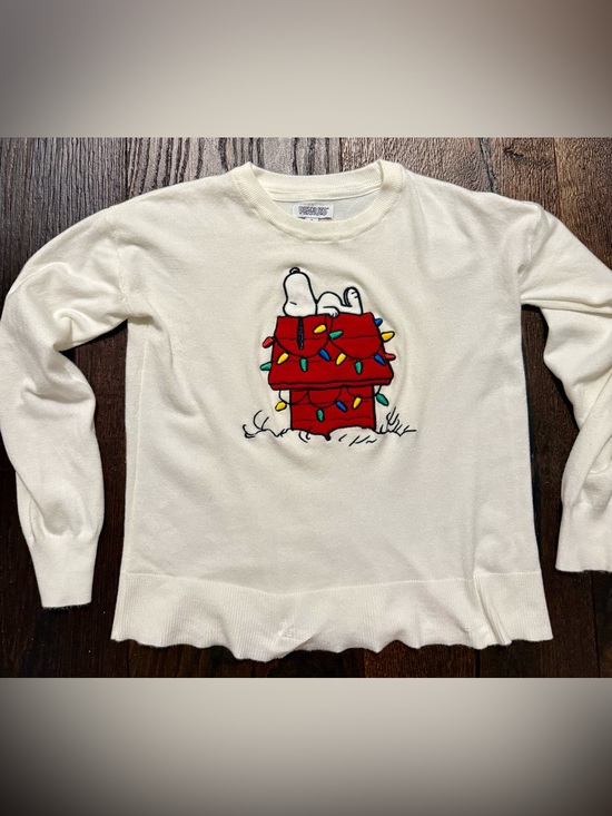 Peanuts Tops - Peanuts Snoopy Cream Sweater / Shirt with Black Snoopy Outline